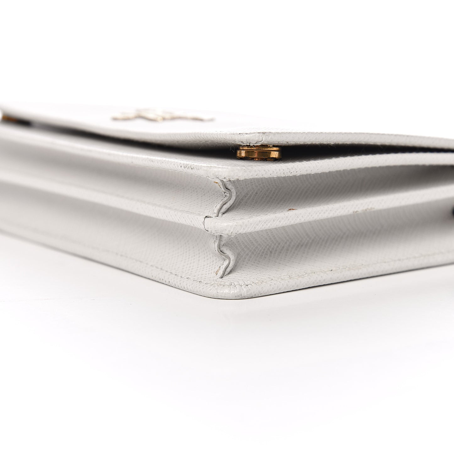 Saffiano Lux Chain Wallet White