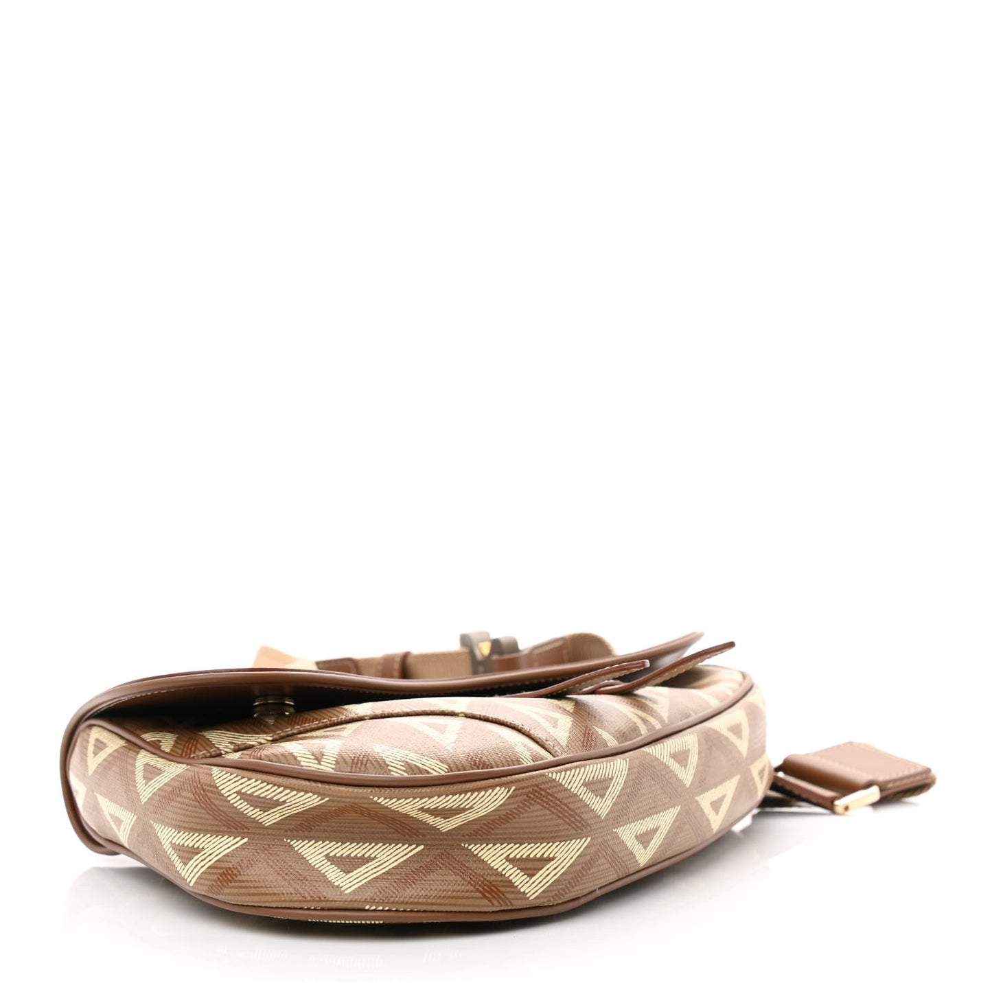 Coated Canvas CD Diamond Printed Mens Saddle Bag Coffee