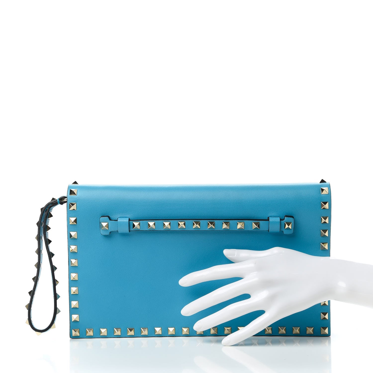 Valentino Garavani Nappa Rockstud Wristlet Clutch Parrot 2 of 10