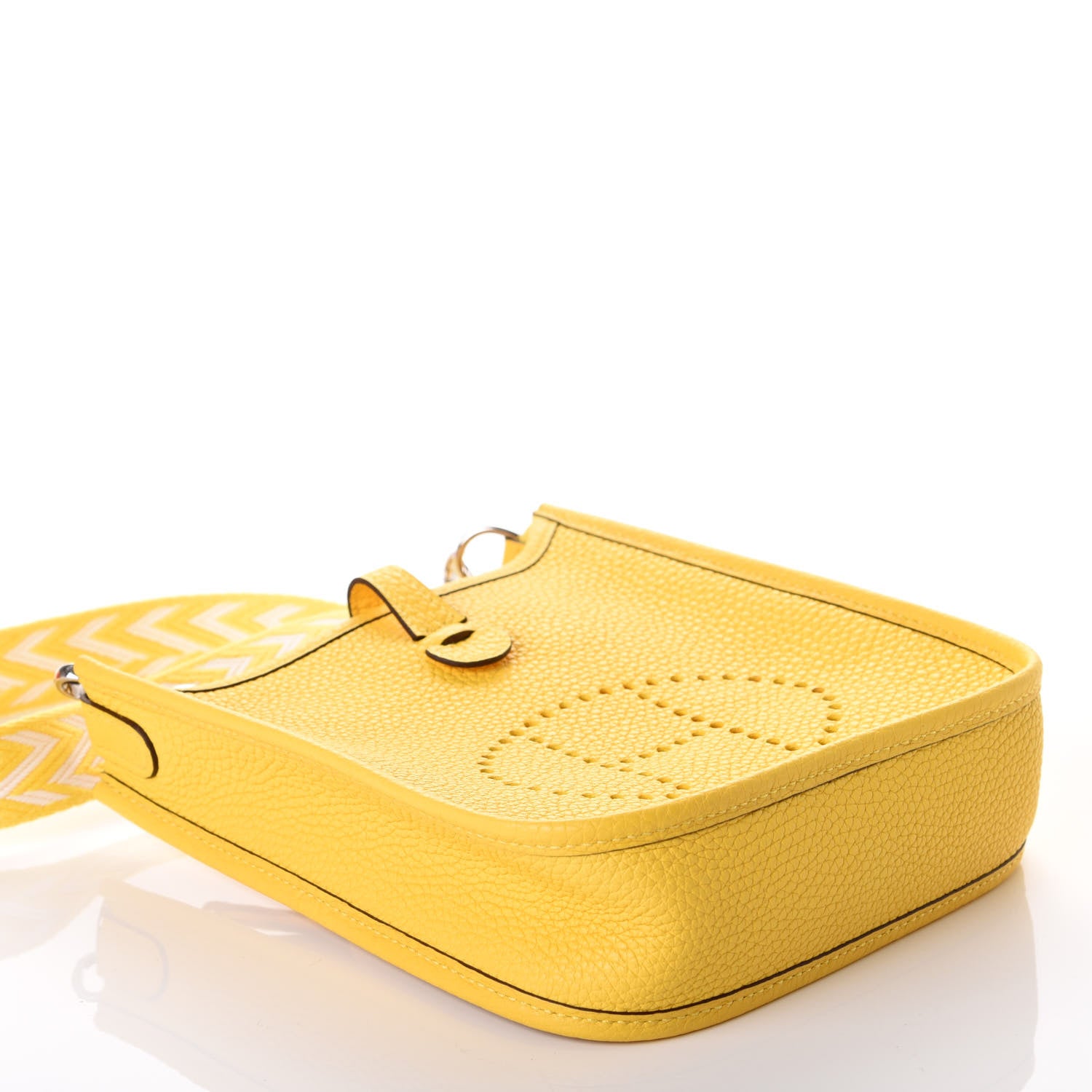Hermes Taurillon Clemence Amazone Evelyne TPM Jaune De Naples White 3 of 9