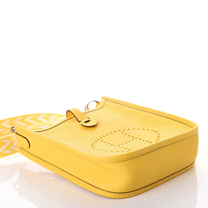 Hermes Taurillon Clemence Amazone Evelyne TPM Jaune De Naples White 3 of 9