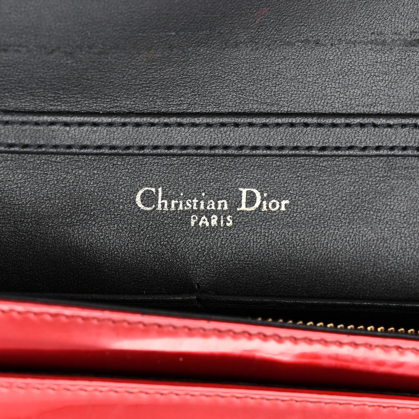 Metallic Patent Micro-Cannage Diorama Wallet on Chain Pouch Red