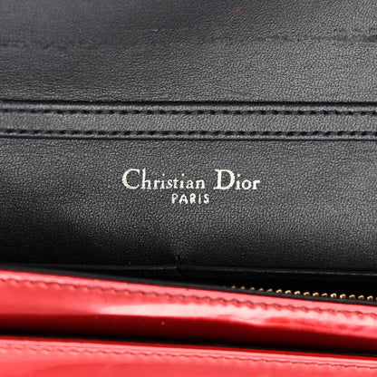 Christian Dior Metallic Patent Micro-Cannage Diorama Wallet on Chain Pouch Red 6 of 9