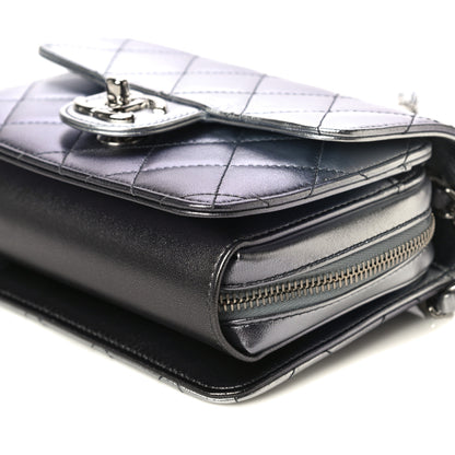 Chanel Metallic Lambskin Like A Wallet Flap Silvery Black 11 of 17