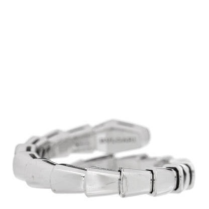 Bulgari 18K White Gold Diamond Serpenti Viper Single Spiral Ring 3 of 5