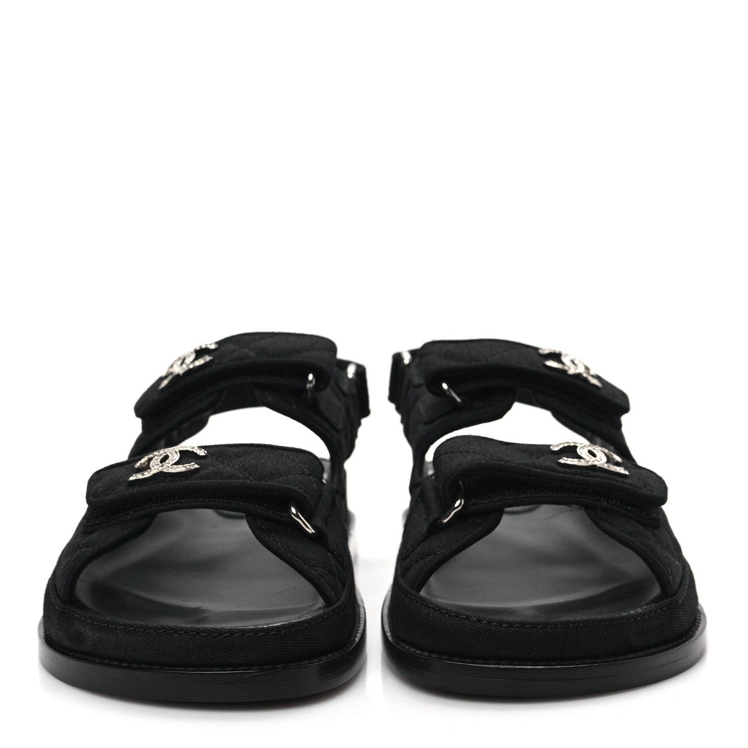 Chanel Mixed Fibers Velcro Dad Sandals 36 Black 3 of 9