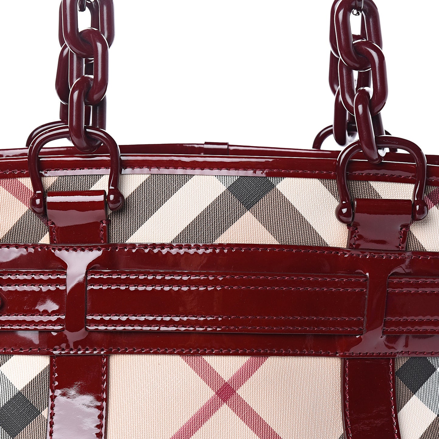 Nova Check Large Chain Tote Berry