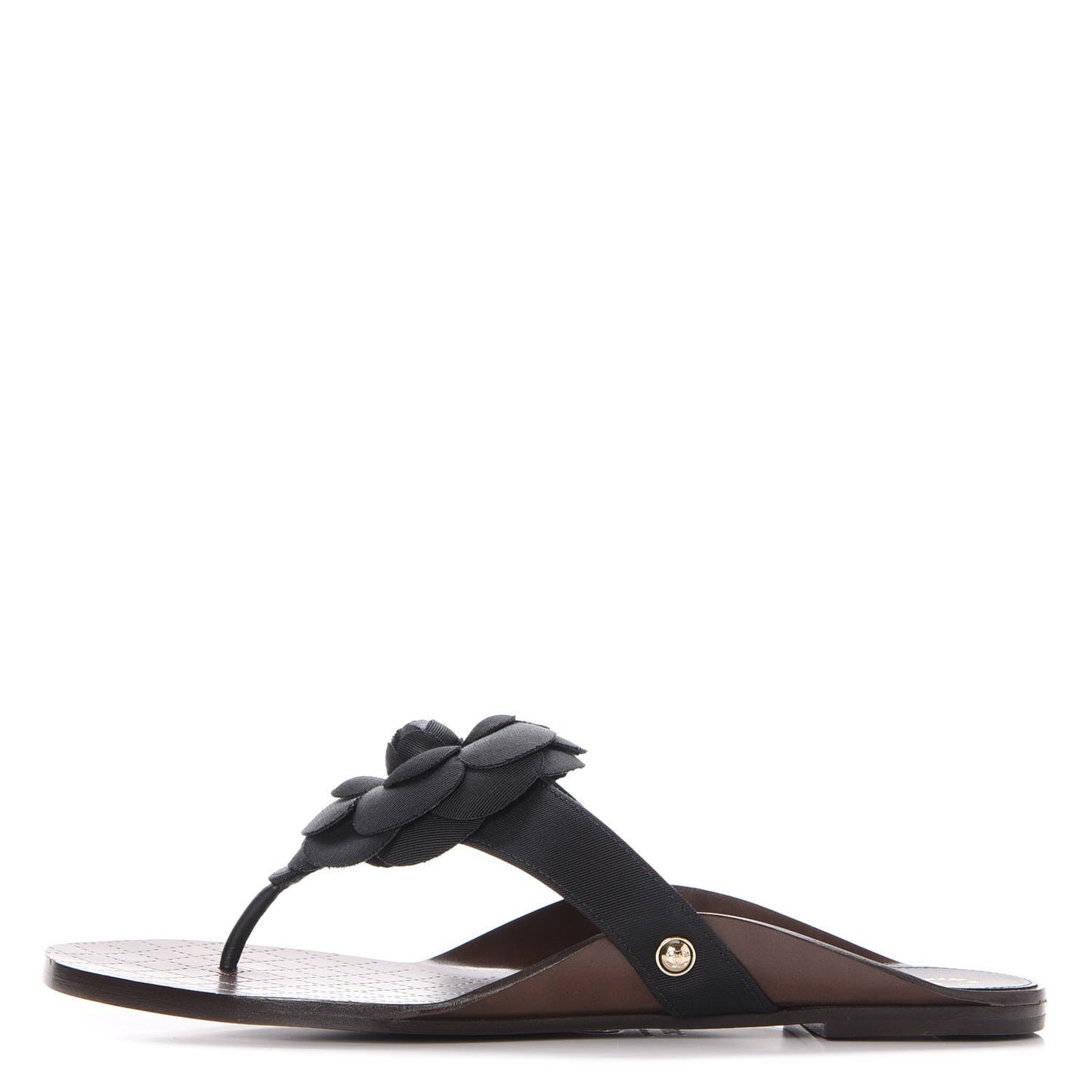 Grosgrain Camellia Thong Sandals 39 Black