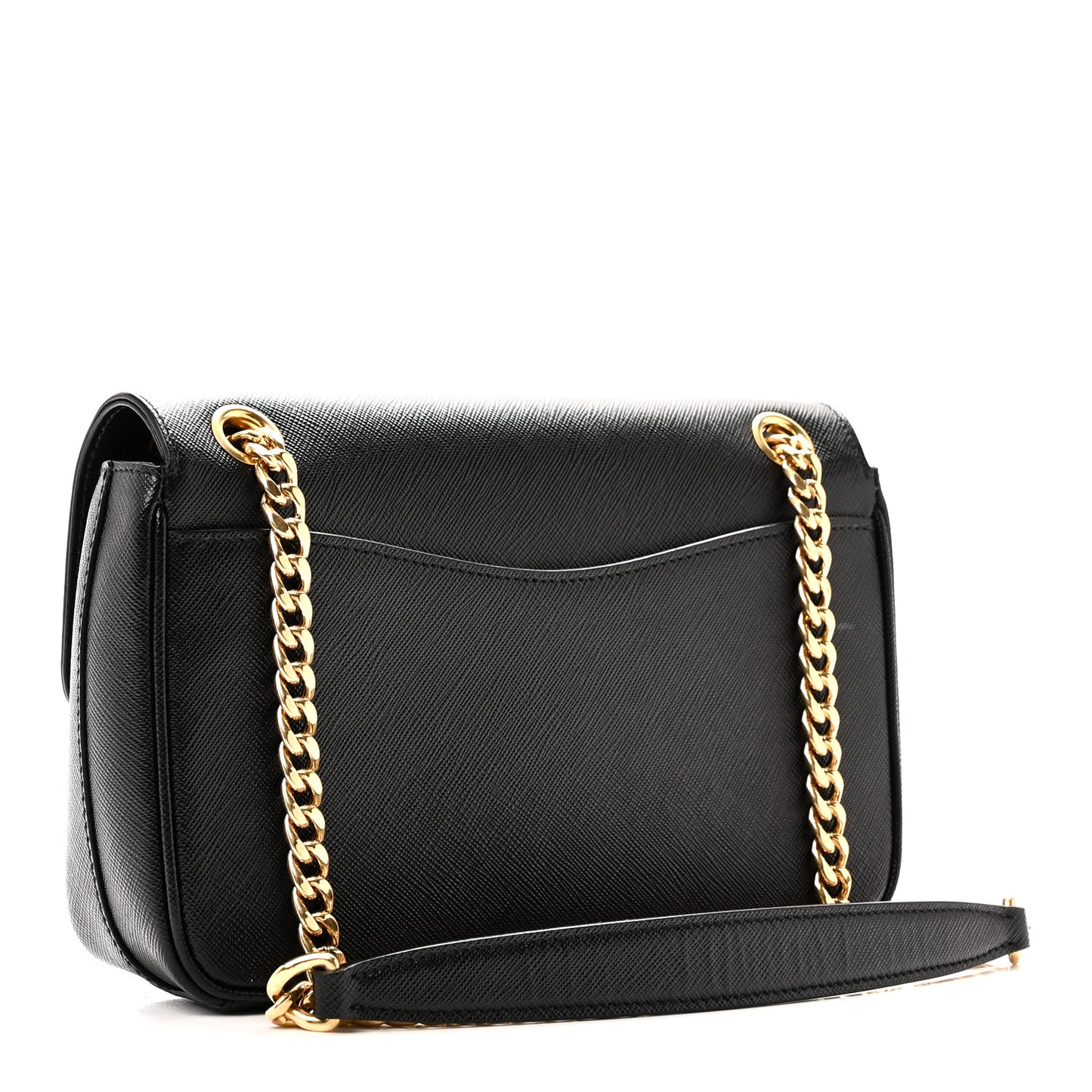 Saffiano Flap Shoulder Bag Black