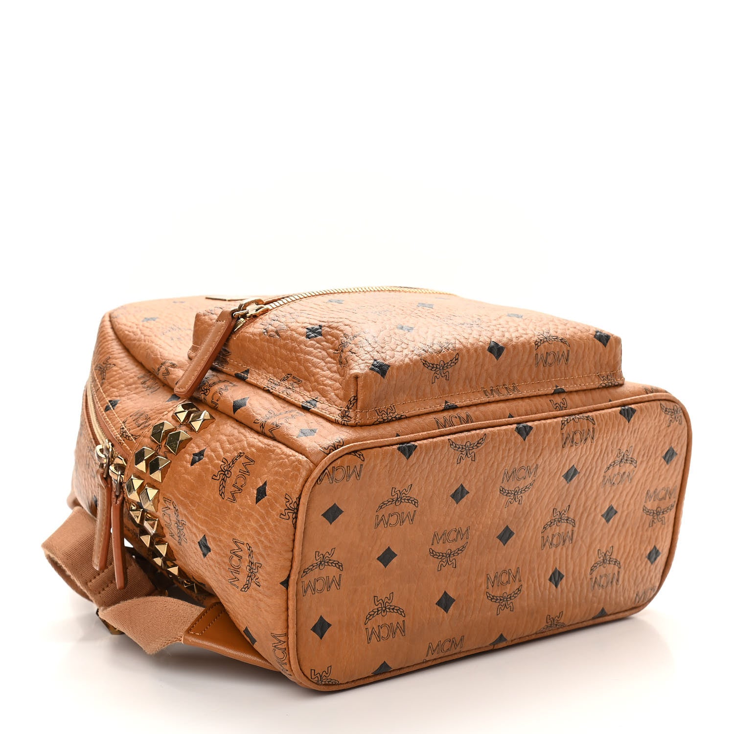 MCM Visetos Small Side Stud Stark Backpack Cognac 4 of 10