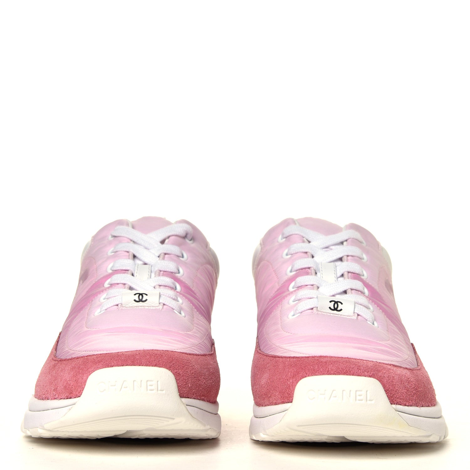 Chanel Nylon Calfskin Suede Womens CC Sneakers 40 Pink 4 of 8