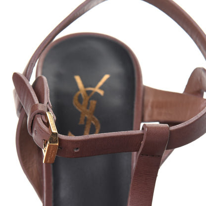 Saint Laurent Calfskin Tribute 105 Platform Sandals 36.5 Dark Cuoio 12 of 13