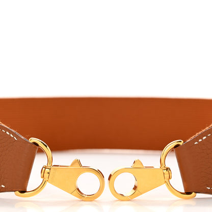 Hermes Toile Taurillon Clemence Shoulder Strap Gold 5 of 5
