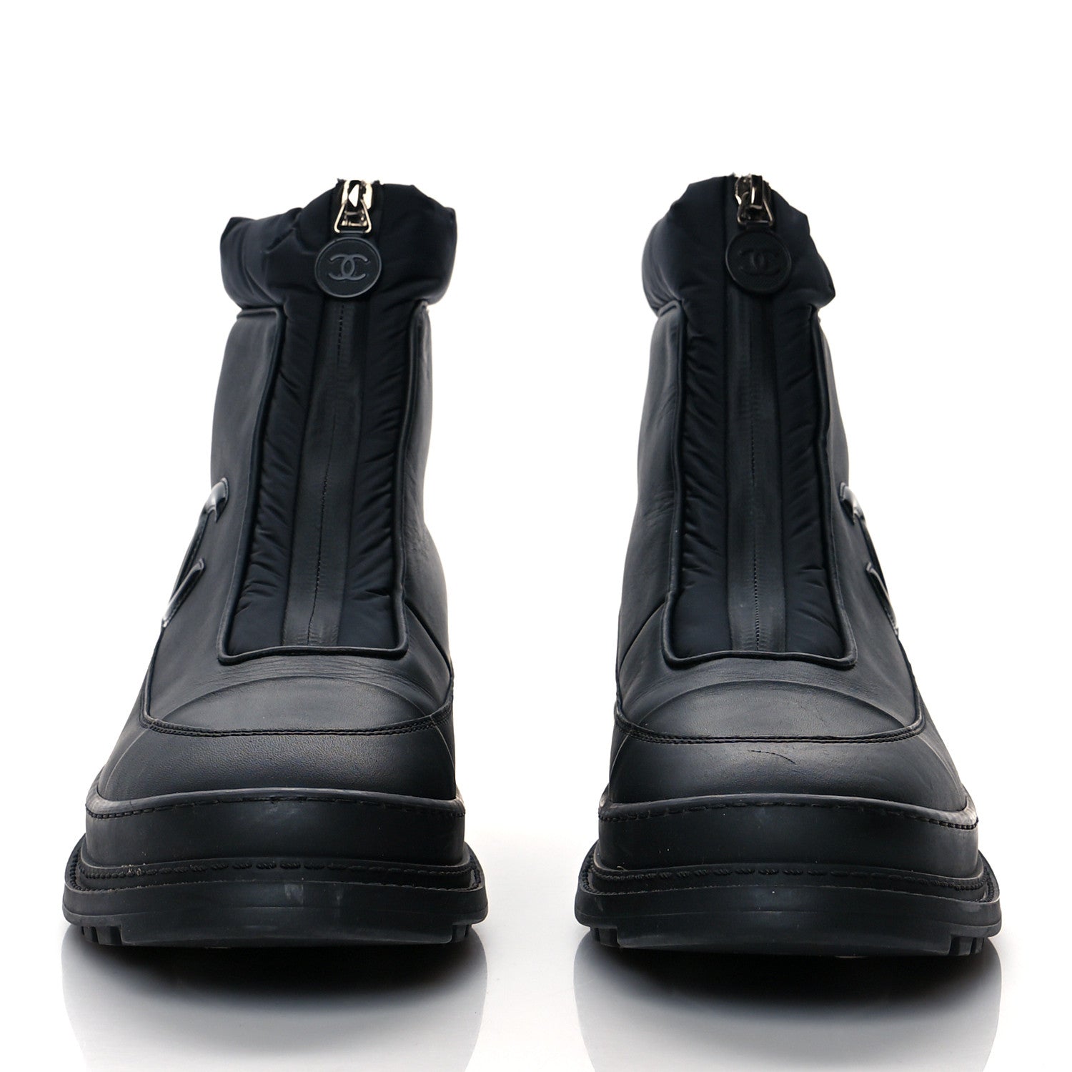 Chanel Calfskin Nylon CC Ankle Snow Boots 39.5 Black 2 of 10