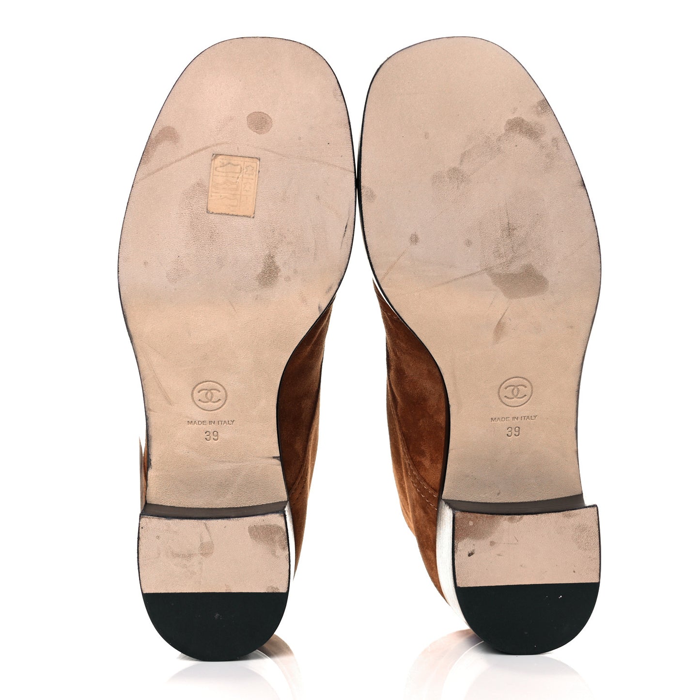 Suede Patent Cap Toe CC Boots 39 Beige Black