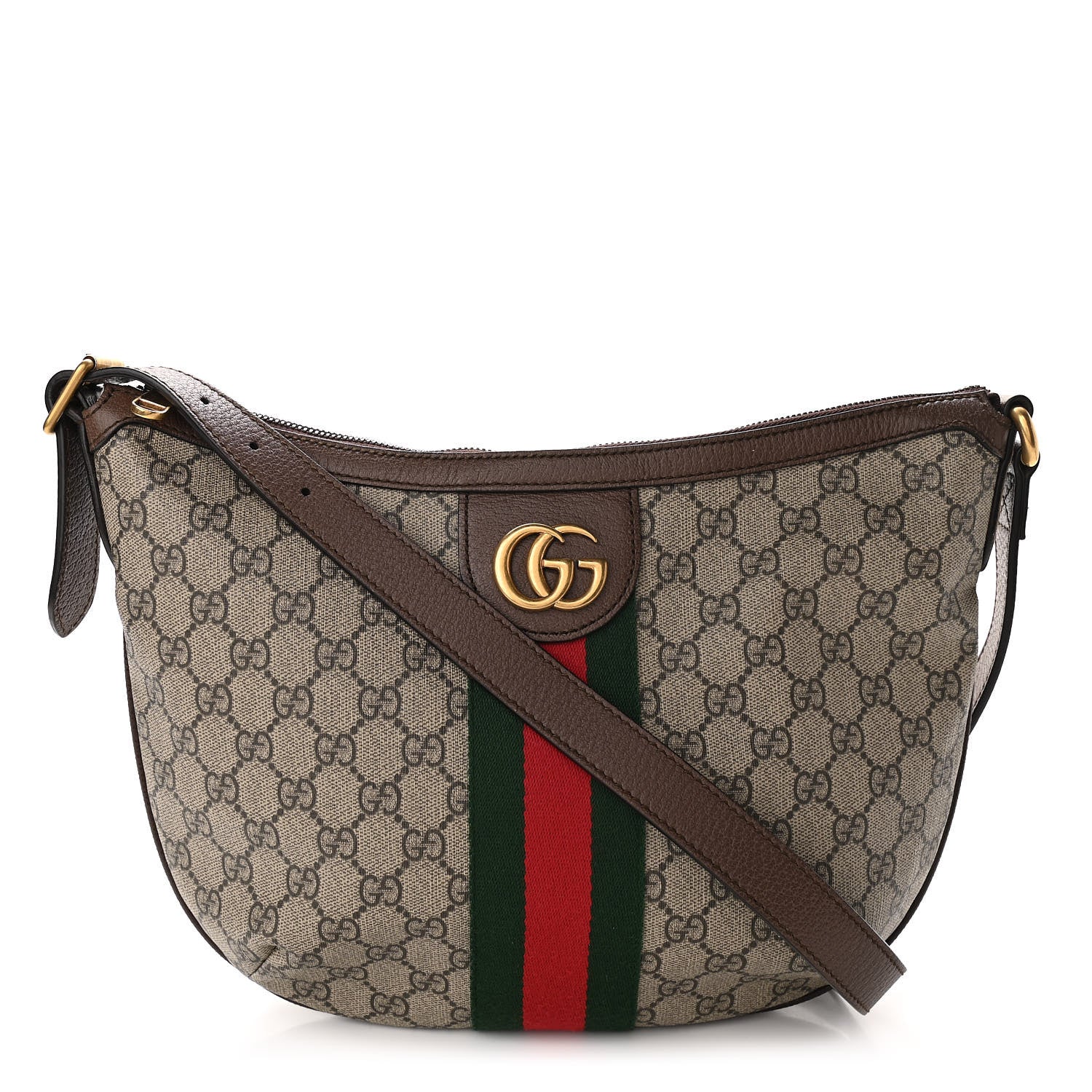 Gucci GG Supreme Monogram Web Small Ophidia Half Moon Hobo Brown 1 of 10
