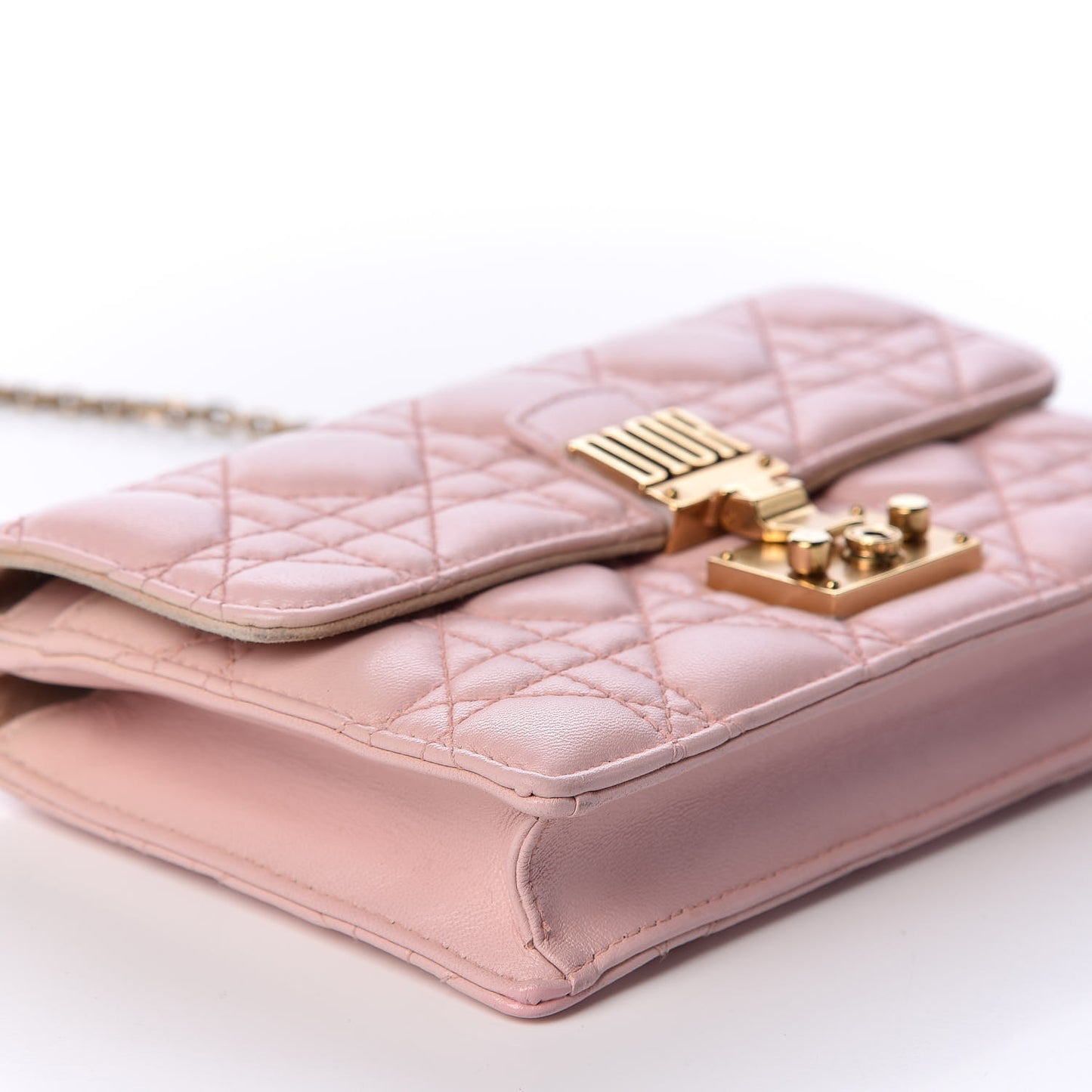 Lambskin Cannage Dioraddict Wallet On Chain Clutch Rose Poudre