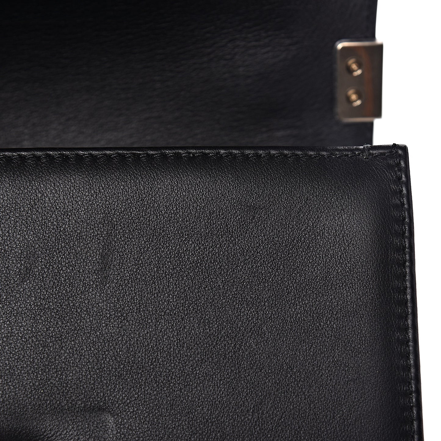 Calfskin Quilted Small Boy Top Handle Flap Black