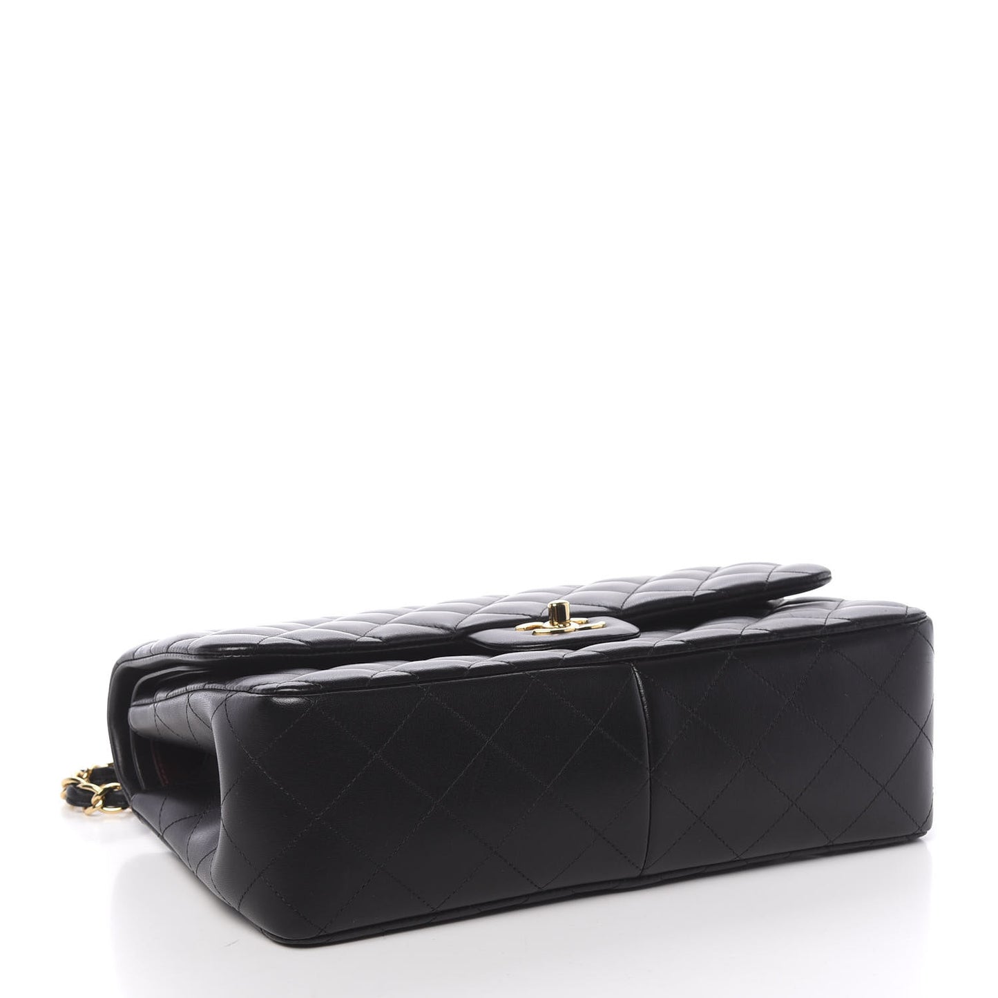Lambskin Quilted Jumbo Double Flap Black