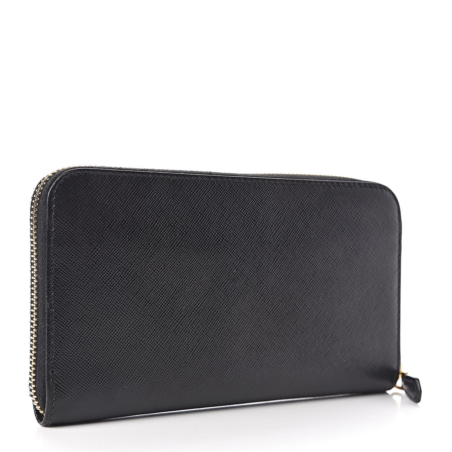 Saffiano Metal Zip Around Wallet Black