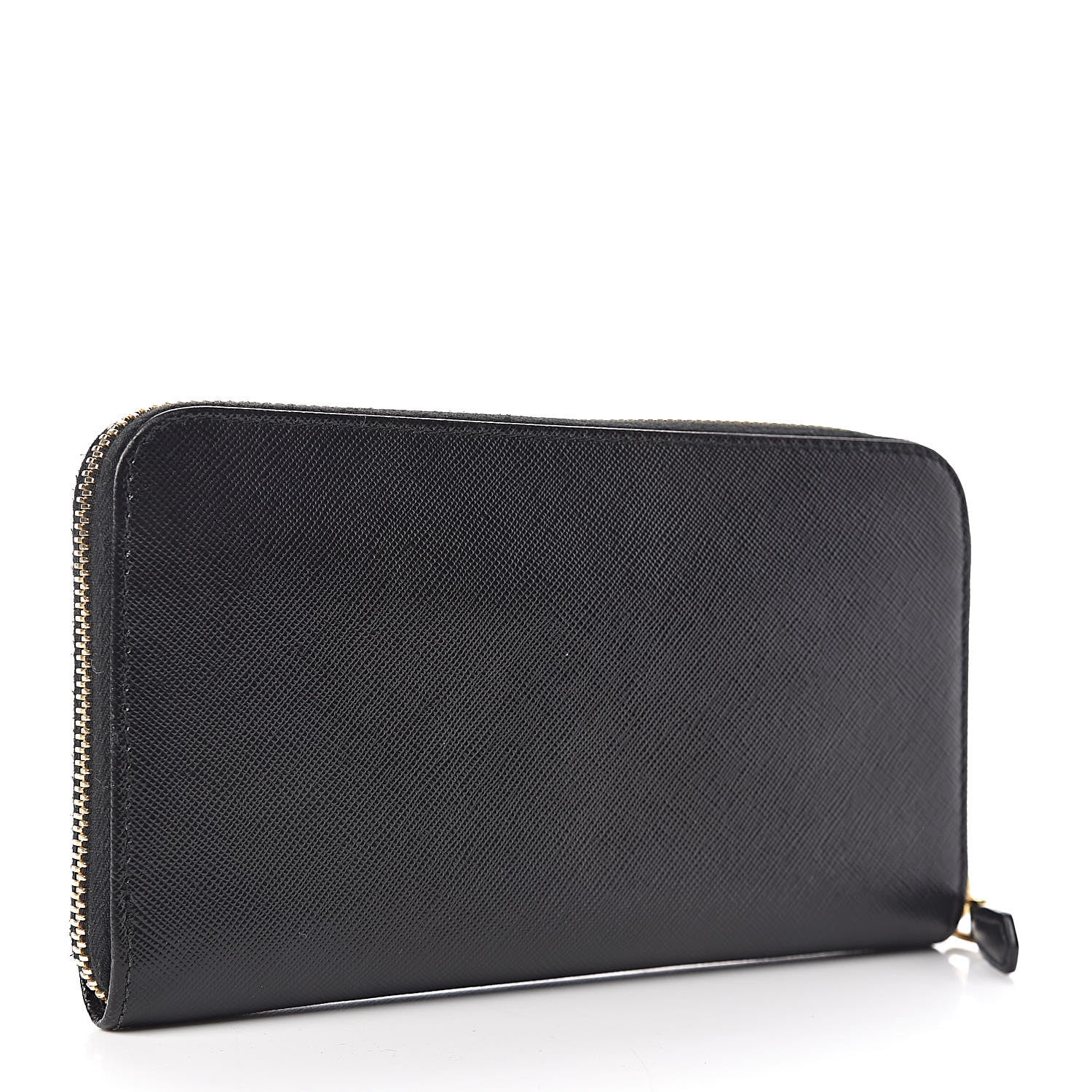 Prada Saffiano Metal Zip Around Wallet Black 3 of 8