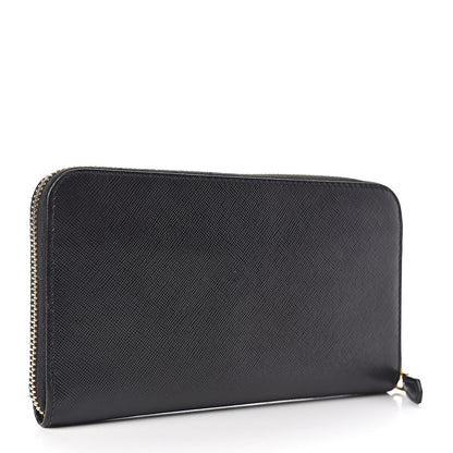 Prada Saffiano Metal Zip Around Wallet Black 3 of 8