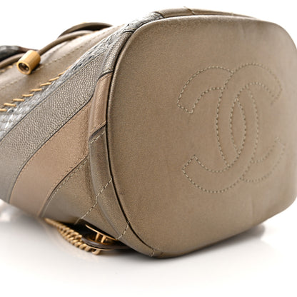 Chanel Metallic Calfskin Snakeskin Chevron Quilted Backpack Multicolor 9 of 10