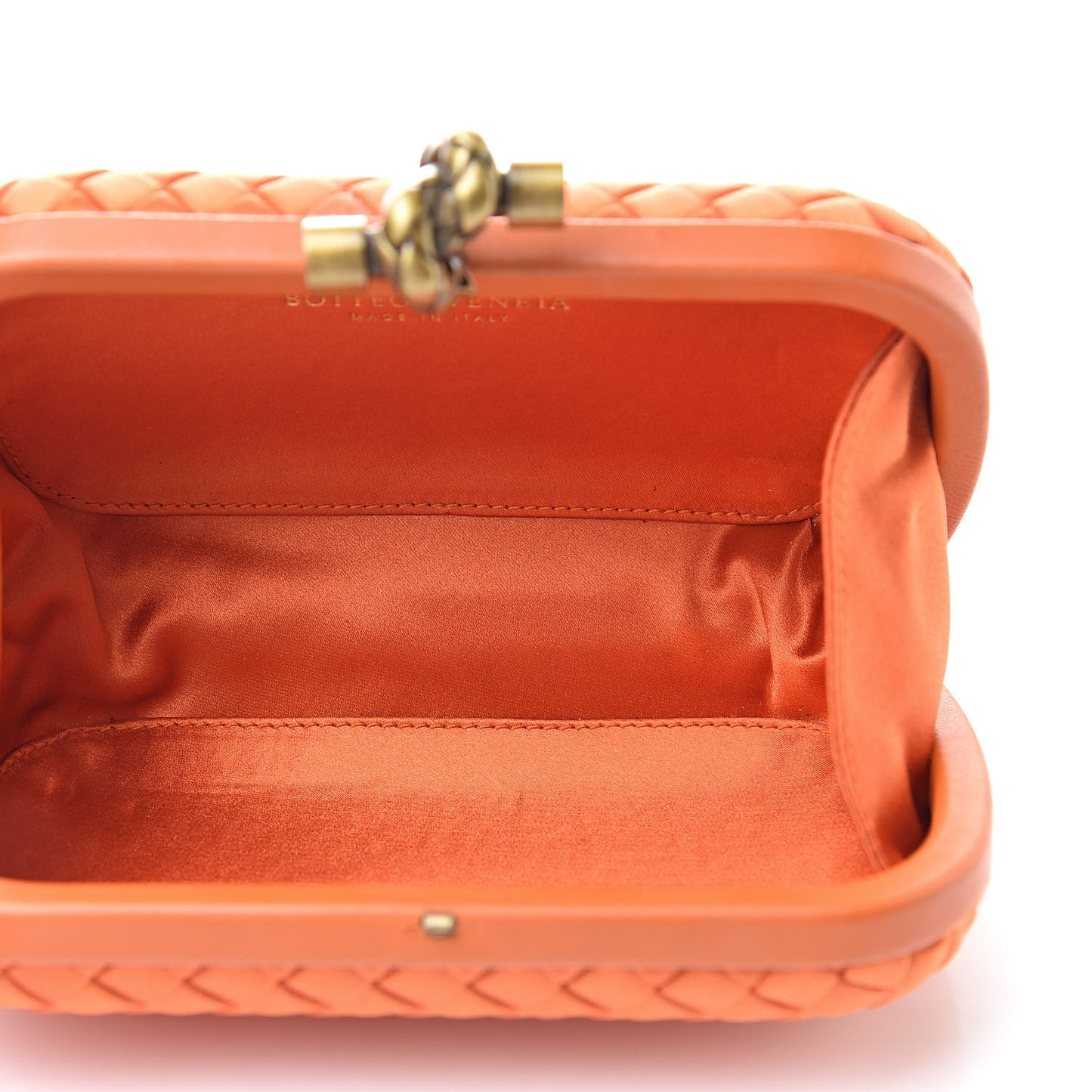 Satin Intreccio Knot Clutch Orange