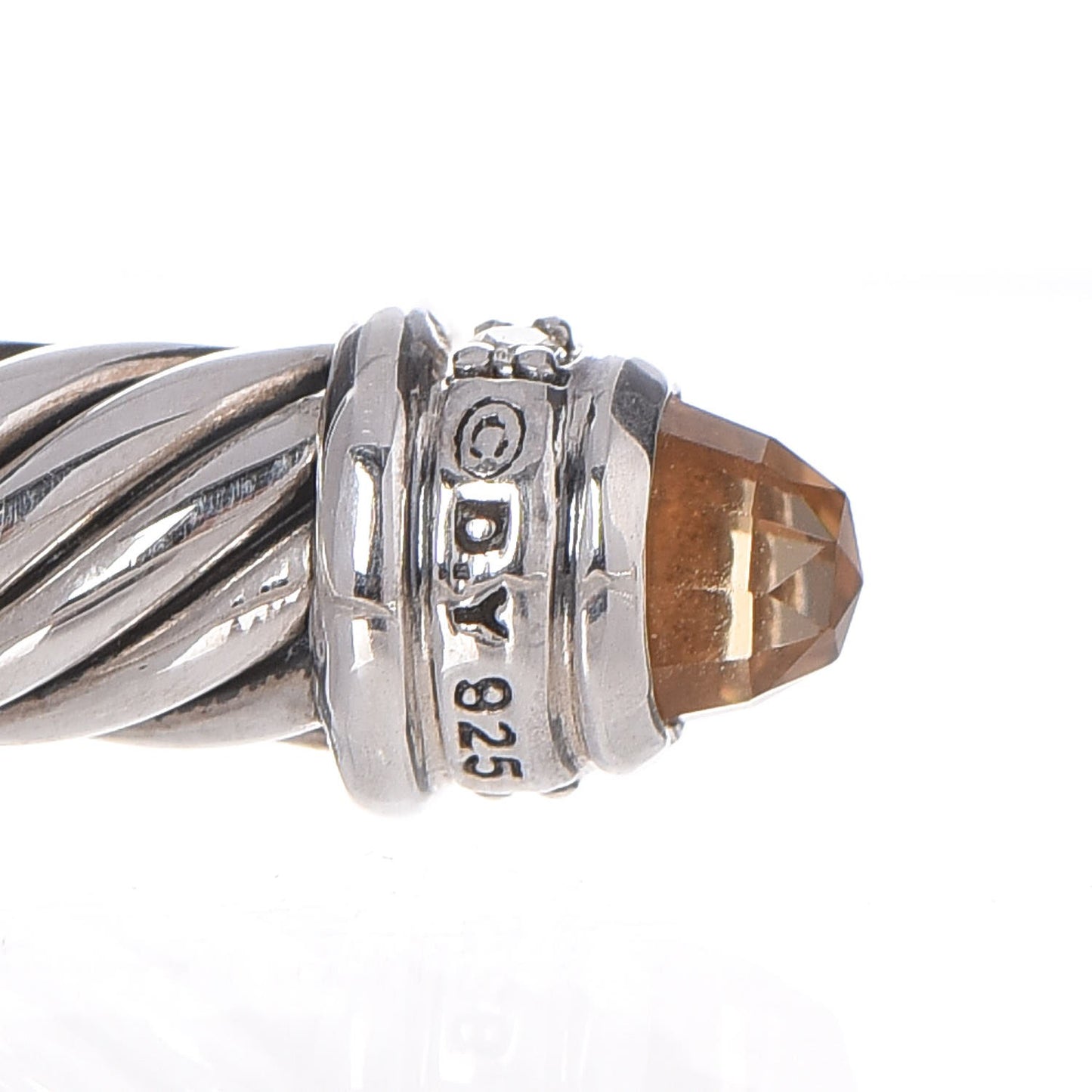 Sterling Silver Diamond Citrine 5mm Cable Classics Bracelet