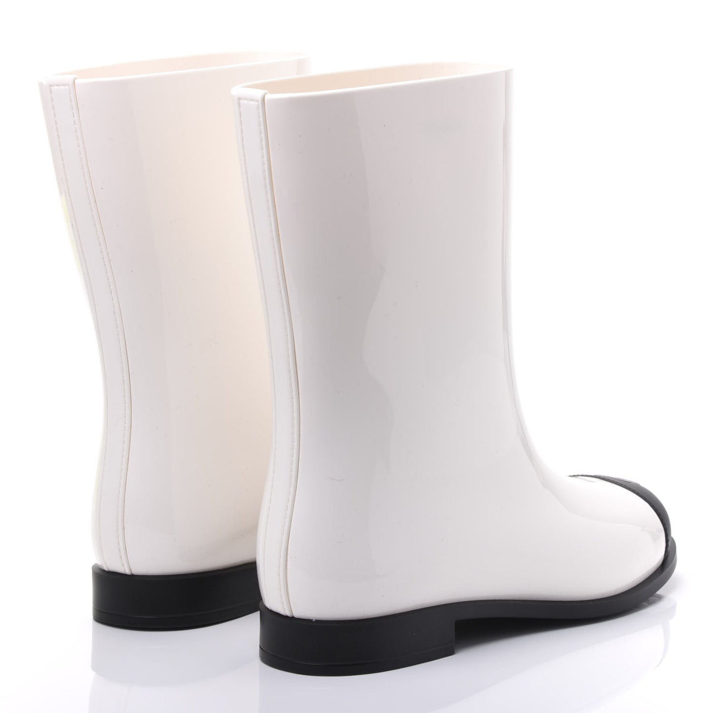 Rubber Rain Boots 39 Ivory Black