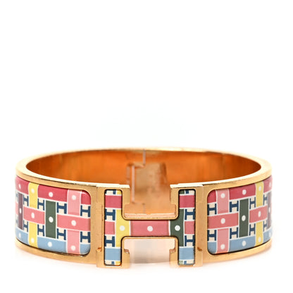 Hermes Enamel Print Son Du H Wide Clic Clac H Bracelet GM Album De Soie 1 of 4
