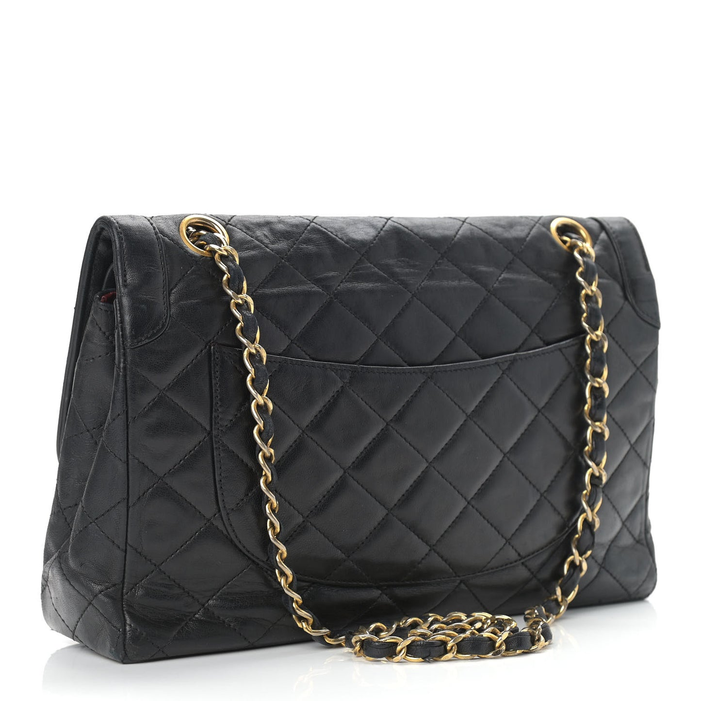 Lambskin Quilted Medium Double Flap Black