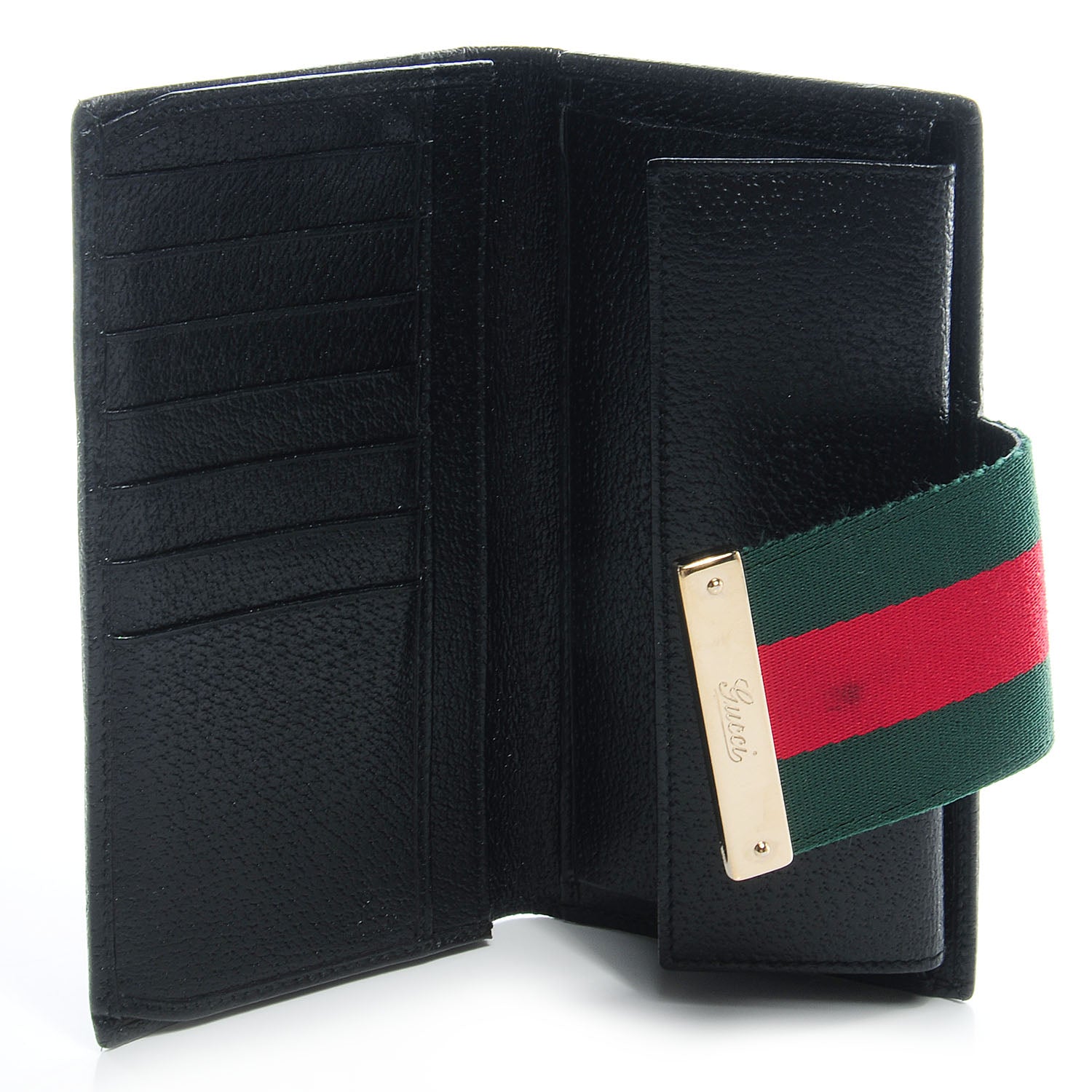 Gucci Monogram Calfskin Ladies Web Long Wallet Black 5 of 7