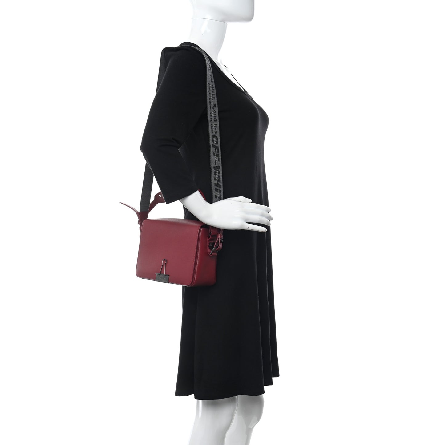 Saffiano Binder Clip Flap Shoulder Bag Red