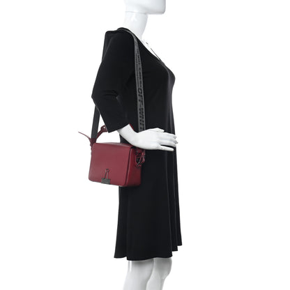 Off-White Saffiano Binder Clip Flap Shoulder Bag Red 2 of 11