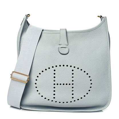 Hermes Taurillon Clemence Evelyne III GM Bleu Pale 1 of 10
