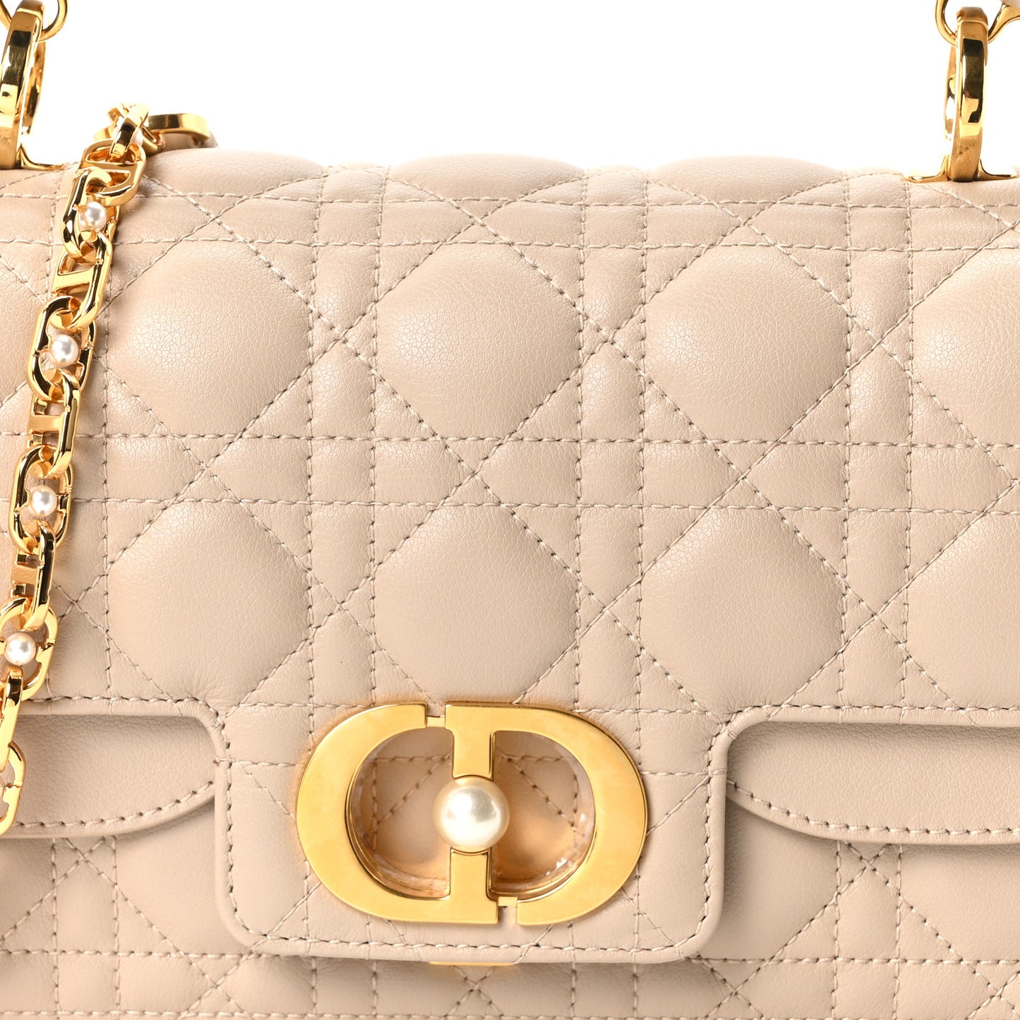 Lambskin Cannage Small Jolie Top Handle Bag Powder Beige Latte