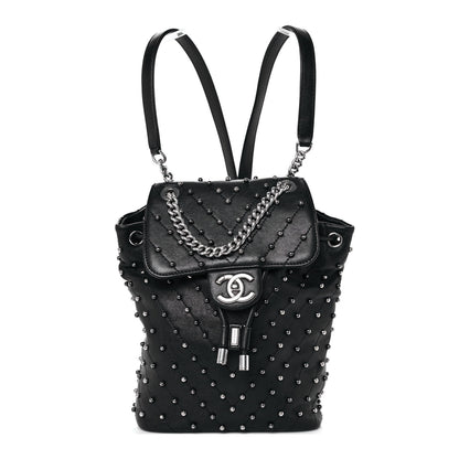 Chanel Lambskin Chevron Quilted Studded Stud Wars Backpack Black 1 of 8