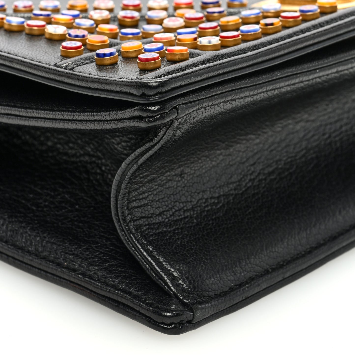 Calfskin Studded Small Diorama Flap Bag Black Multicolor