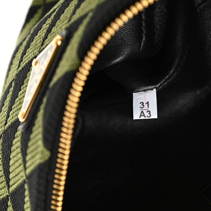Prada Jacquard Calfskin Triangolo Symbole Embroidered Mini Triangle Double Bag Black Edera 15 of 21