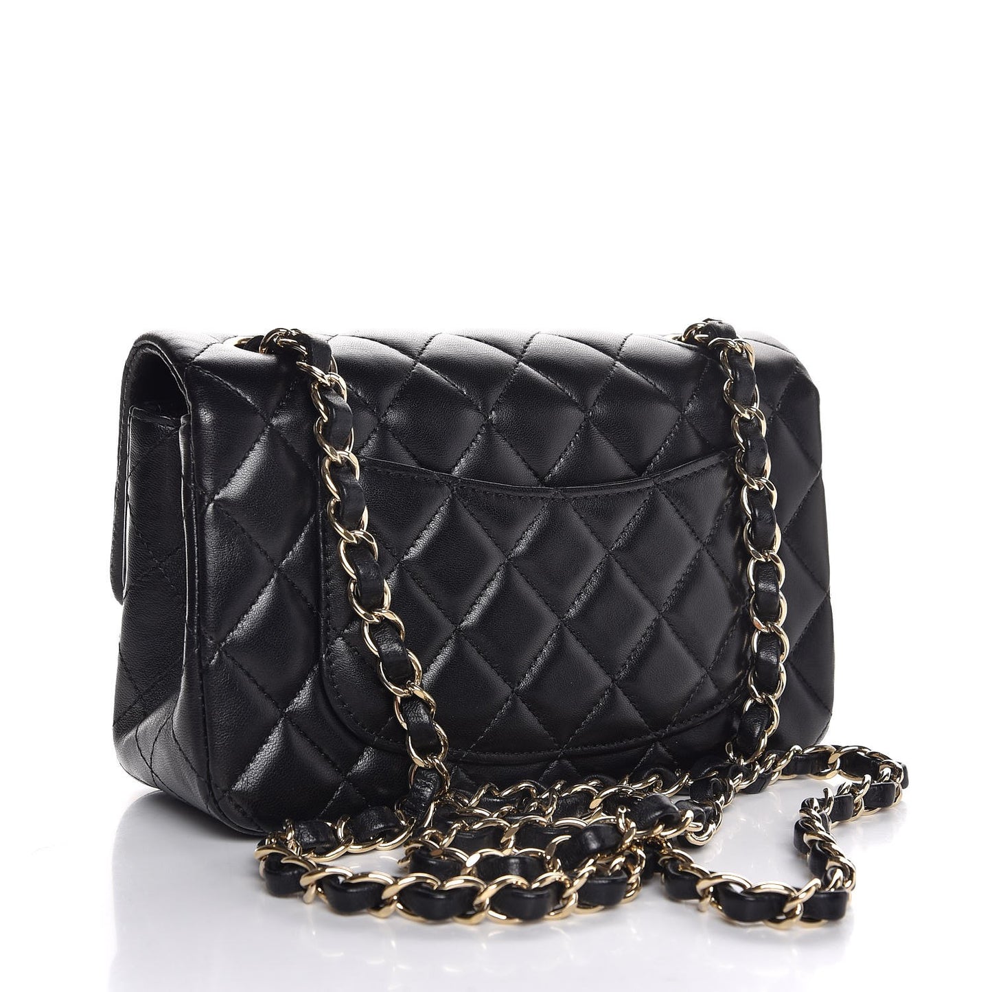 Lambskin Quilted Mini Rectangular Flap Black