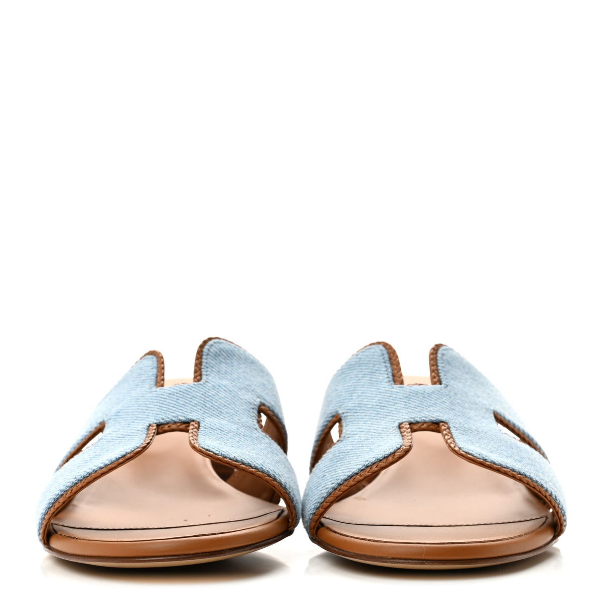 Hermes Denim Braided Nappa Oasis Sandals 38 Bleu Clair Naturel 3 of 10