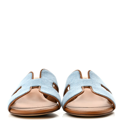 Hermes Denim Braided Nappa Oasis Sandals 38 Bleu Clair Naturel 3 of 10