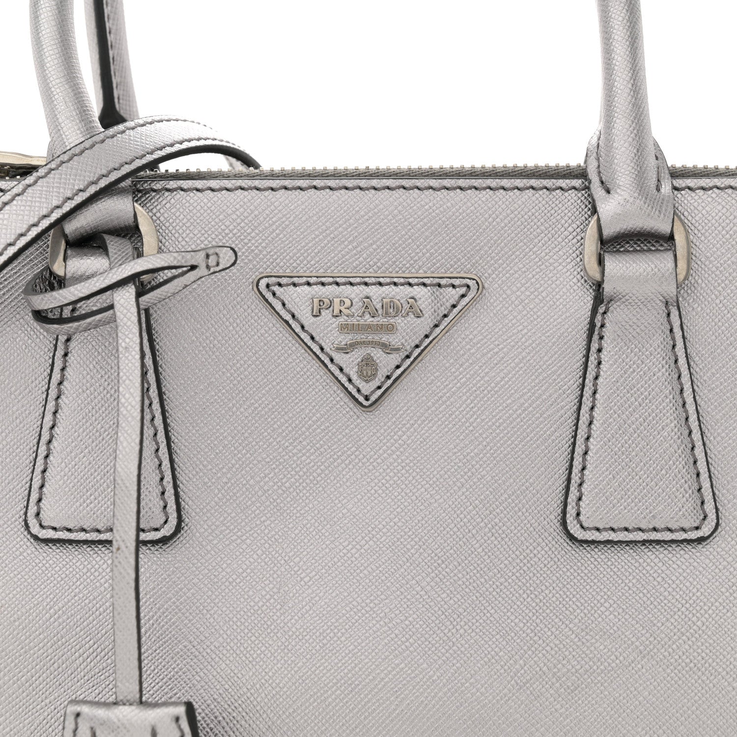 Prada Saffiano Lux Small Galleria Double Zip Tote Cromo 1559148