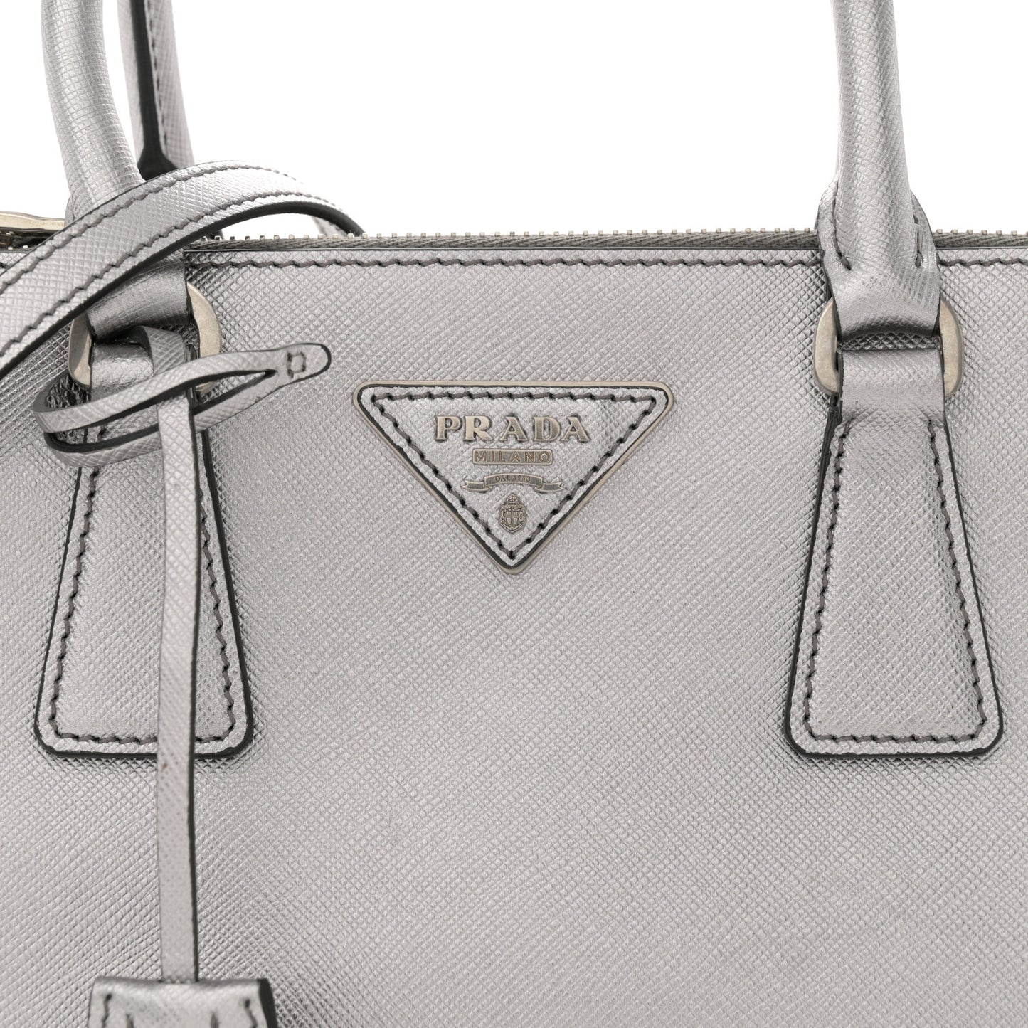 Saffiano Lux Small Galleria Double Zip Tote Cromo