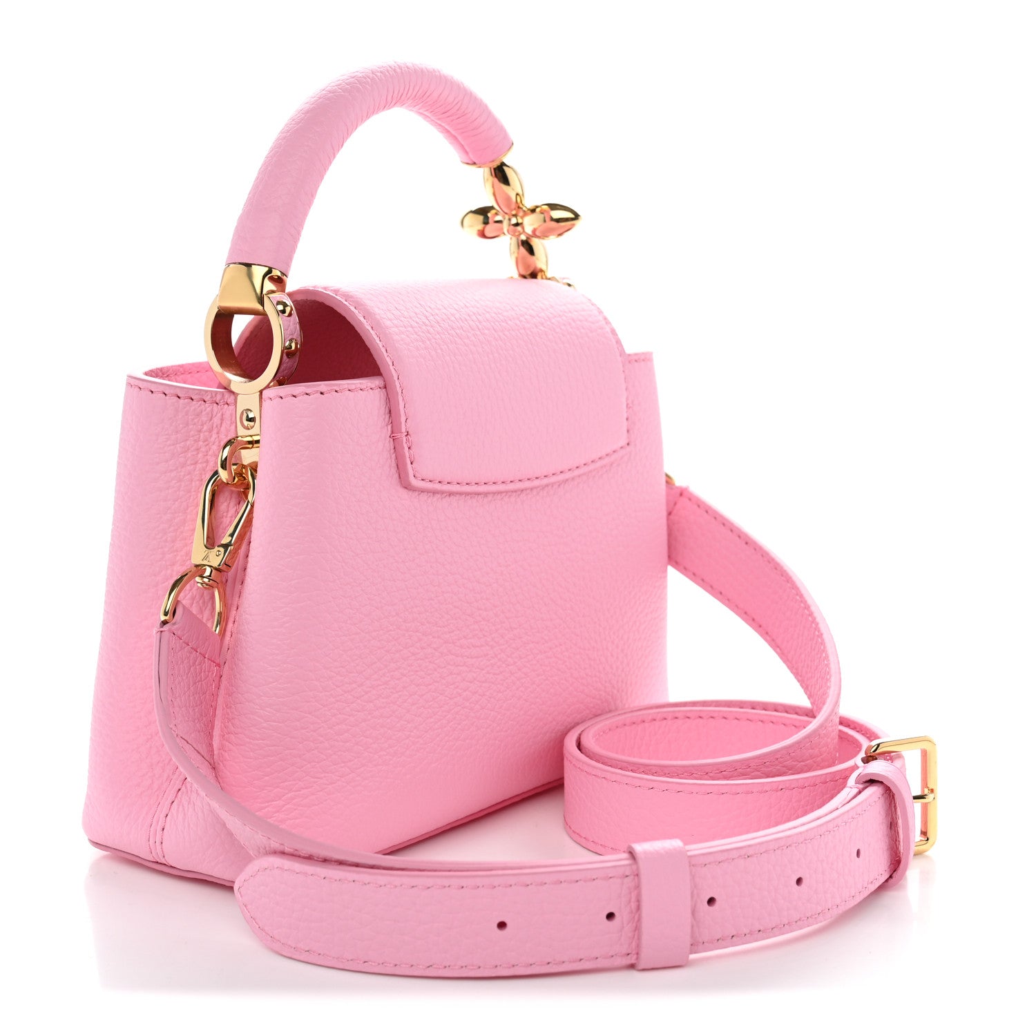 Louis Vuitton Taurillon Embellished Flower Handle Capucines Mini  Marshmallow Pink 2 of 8