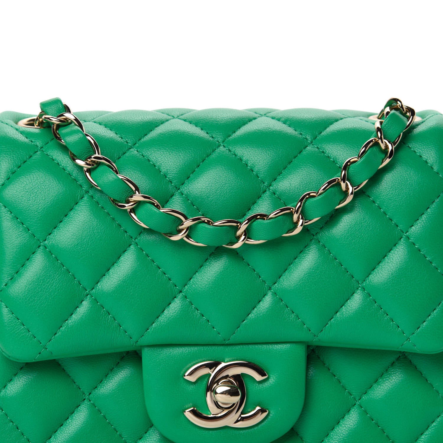 Chanel Lambskin Quilted Mini Square Flap Green 10 of 11