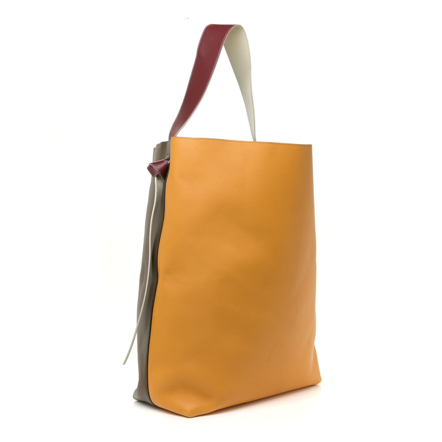 Celine Shiny Smooth Calfskin Twisted Cabas Yellow Khaki 3 of 19