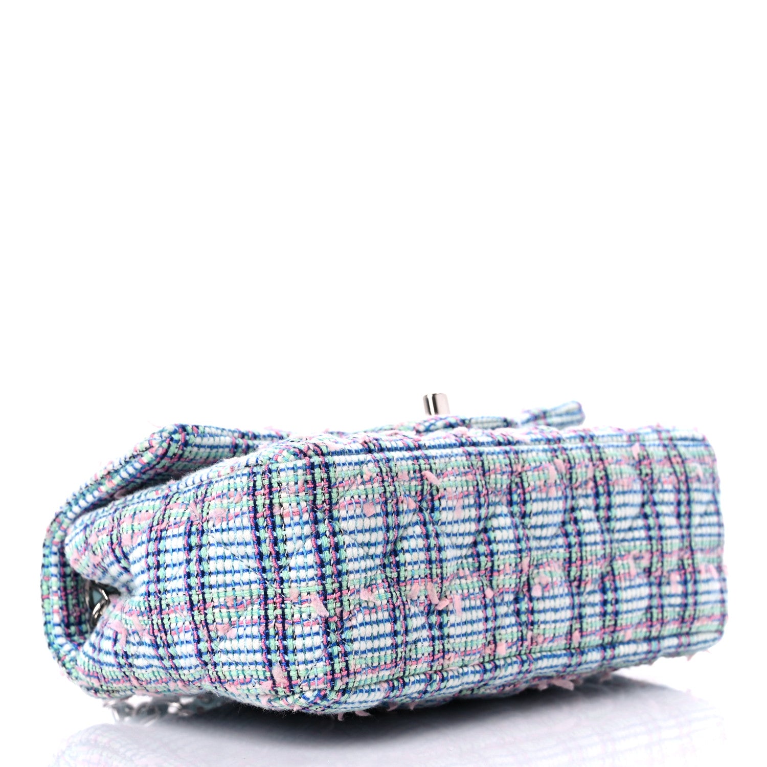 Chanel Tweed Quilted Mini Rectangular Flap Blue 4 of 9