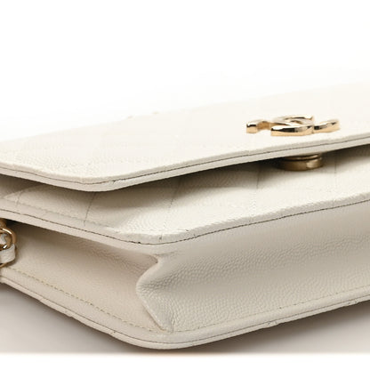 Chanel Caviar Quilted Striated CC Wallet on Chain WOC White 10 of 12